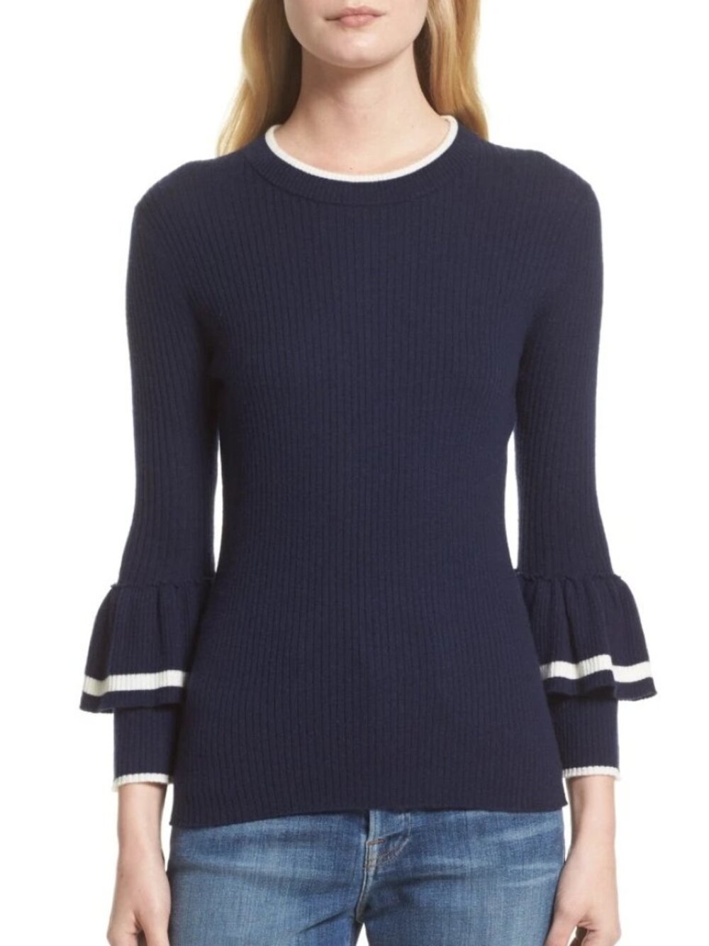 FRAME Double Ruffle-Cuff Sweater